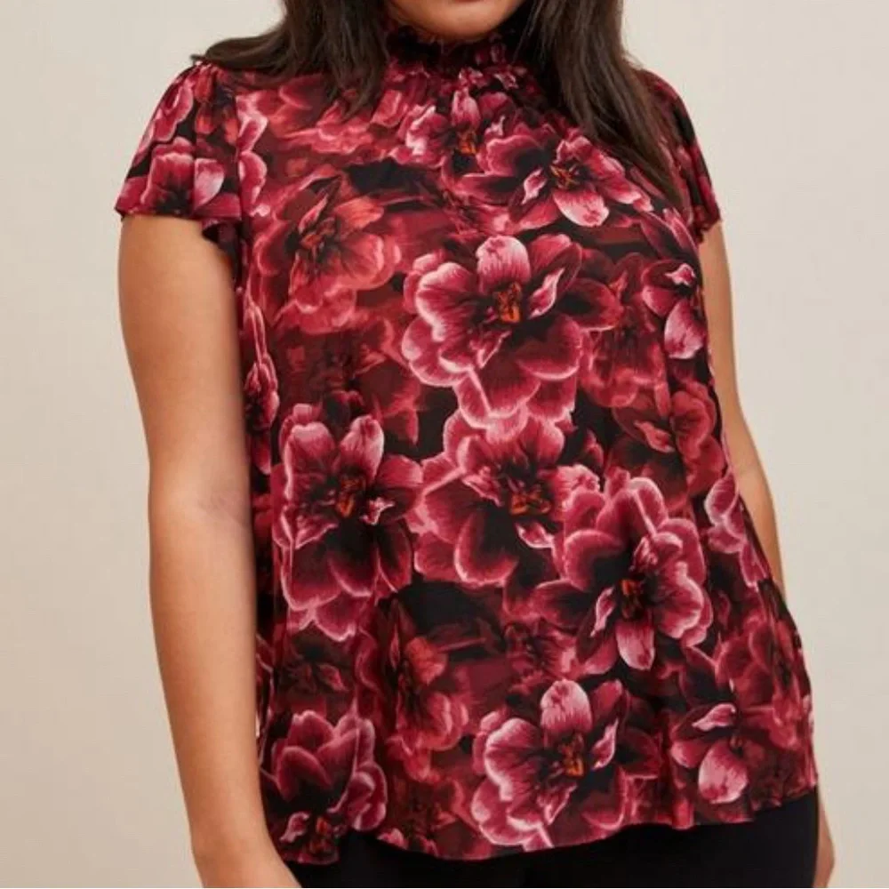 Torrid NWT Floral Mesh Blouse 5X - Picture 2 of 7